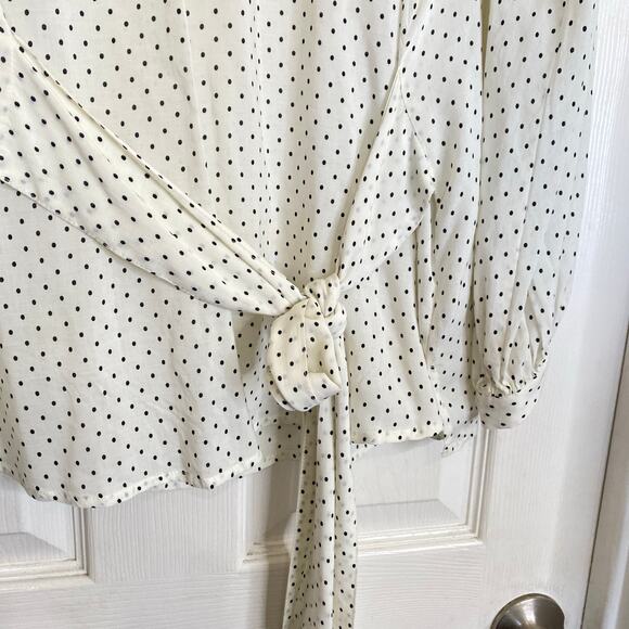 ANTHROPOLOGIE Maeve Lucy Polka Dot Blouse Cream Black Plus Size 16 - Picture 6 of 9